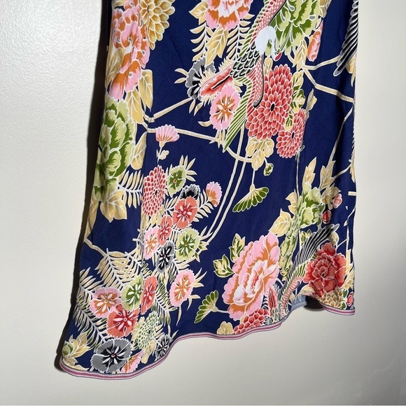 Lux Rayon Floral Bird Print Skirt - Picture 8 of 9